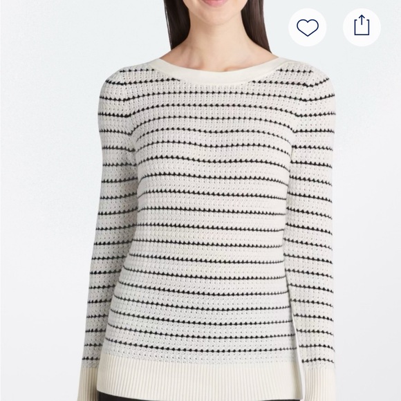 Black and White Crew Neck Striped Sweater - Picture 1 of 4